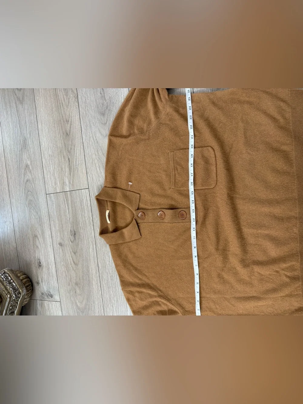 J.Crew Men’s XL 100% Cashmere Polo Sweater Camel Brown Long Sleeve Pocket